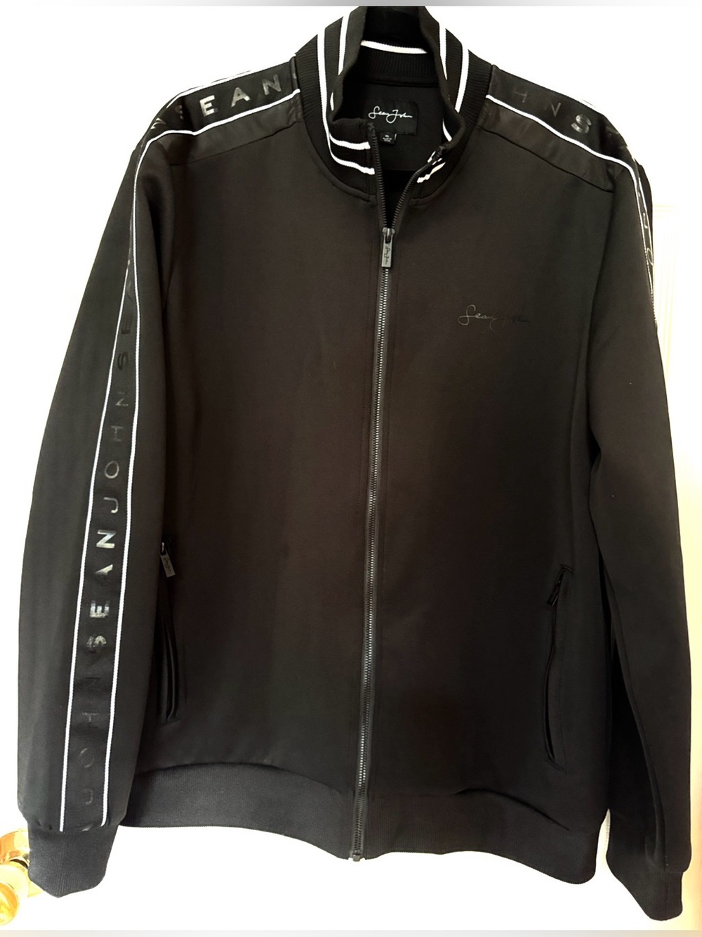 Sean John Black Track-Style Bomber Jacket